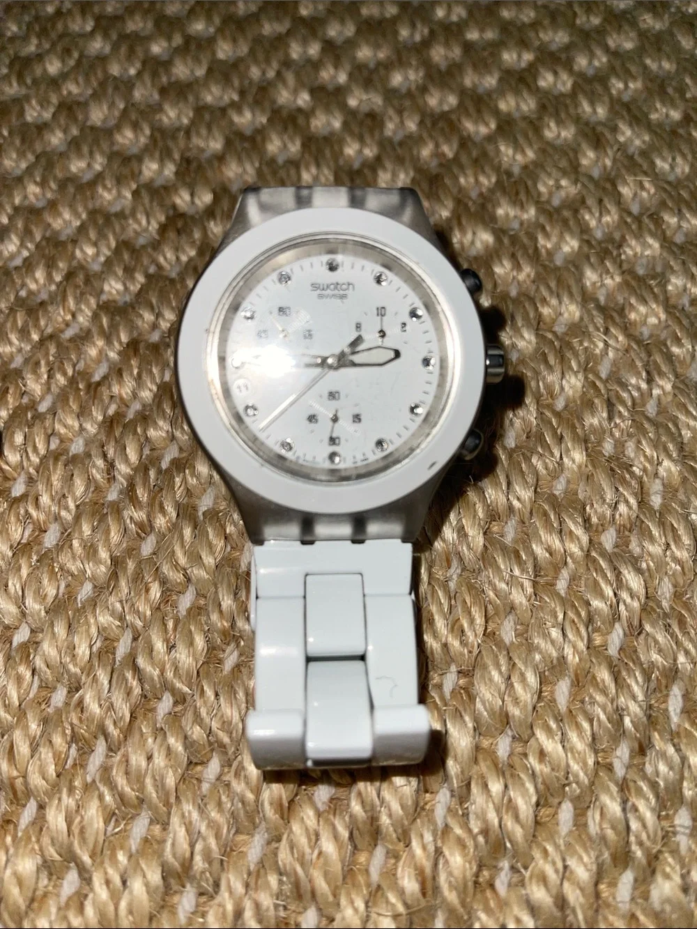 Swatch Gold and White Stainless Steel Link Wristwatches